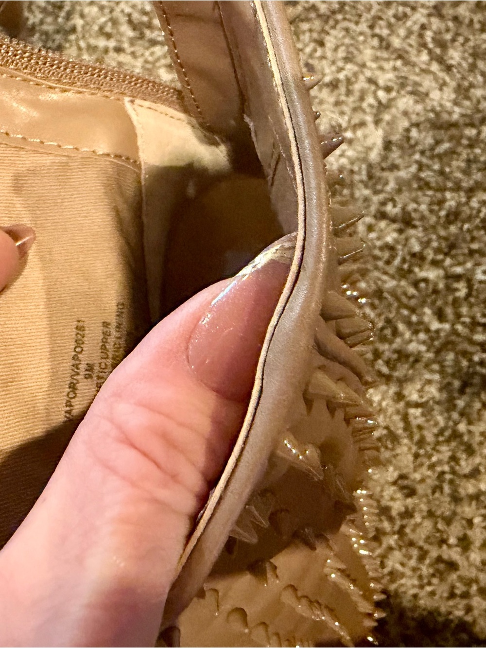 Steve Madden Tan Spike-Embellished Pointed Toe Ankle Boots - Picture 4 of 4